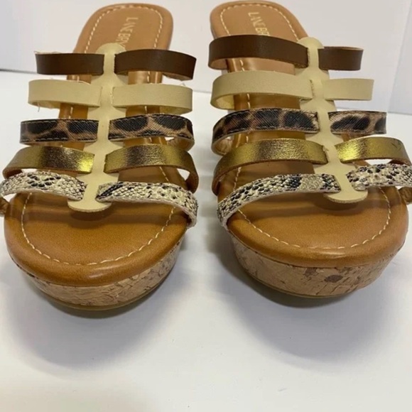 Lane Bryant Wedge Slide Sandals Size 9W faux leather cork wedge NWT - Picture 9 of 11
